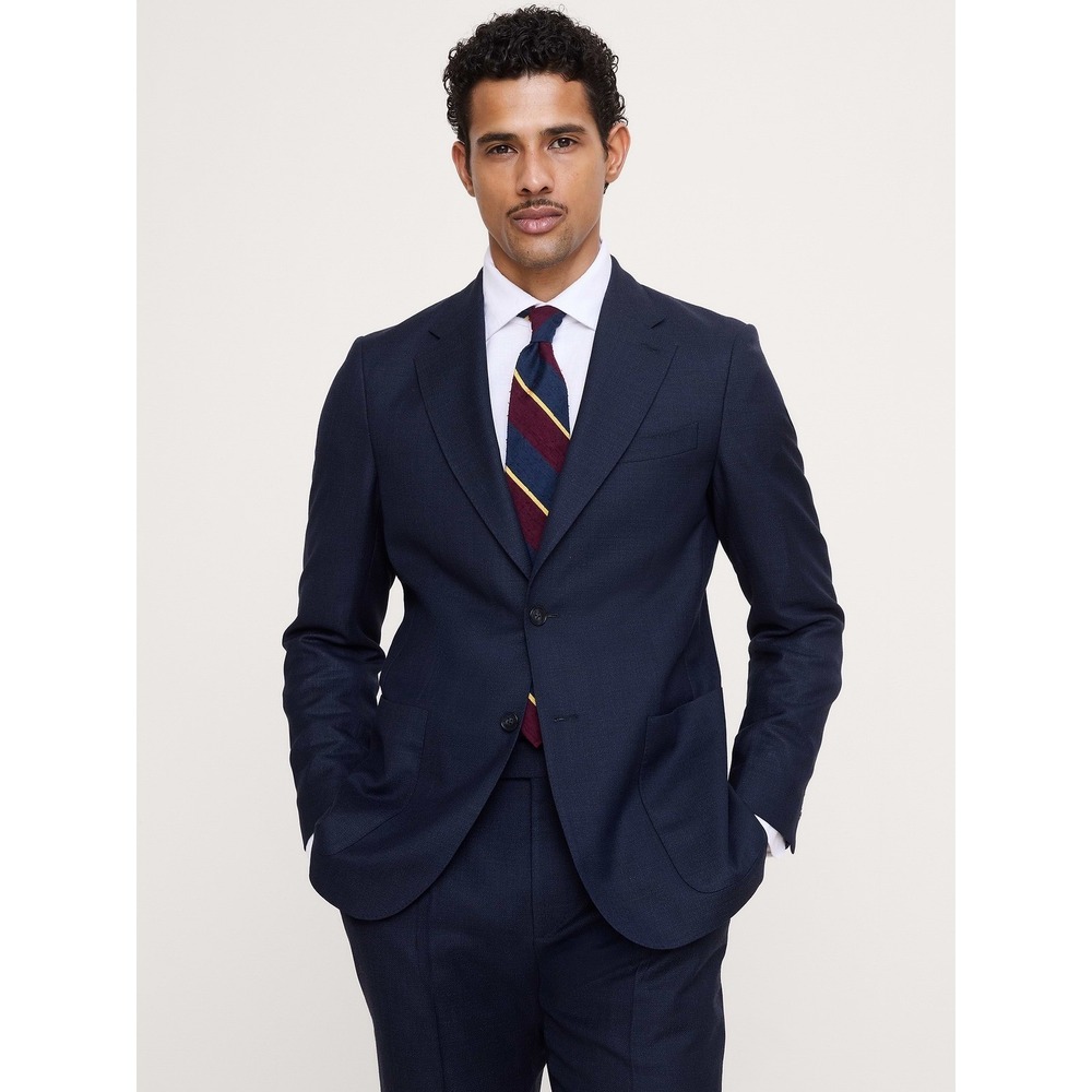 Banana Republic Reda‎ Flexo Italian Wool Blazer 42L Tailored Slim Fit Navy Blue